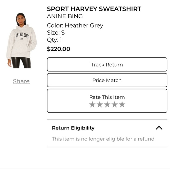 NWT Anine Bing Sport Harvey Oversized Sweatshirt Hoodie in Heather Gray Size S - Picture 12 of 13